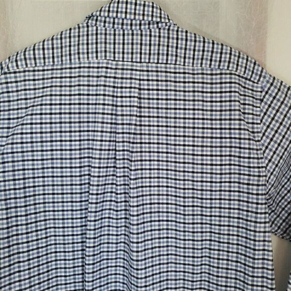Chaps Mens Shirt Size L 16.5 Long Sleeve Button Up Blue Plaid Regular Fit Oxford - Picture 10 of 12